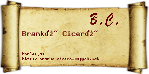 Brankó Ciceró névjegykártya